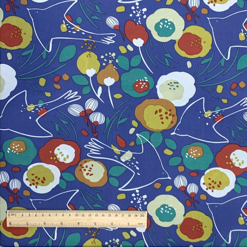 Printed Viscose KIBIRD Blue / Vintage Multicolored